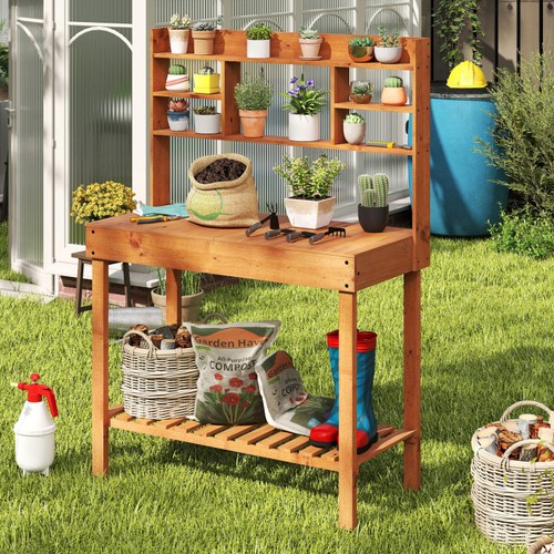 Wooden potting bench table - potting,